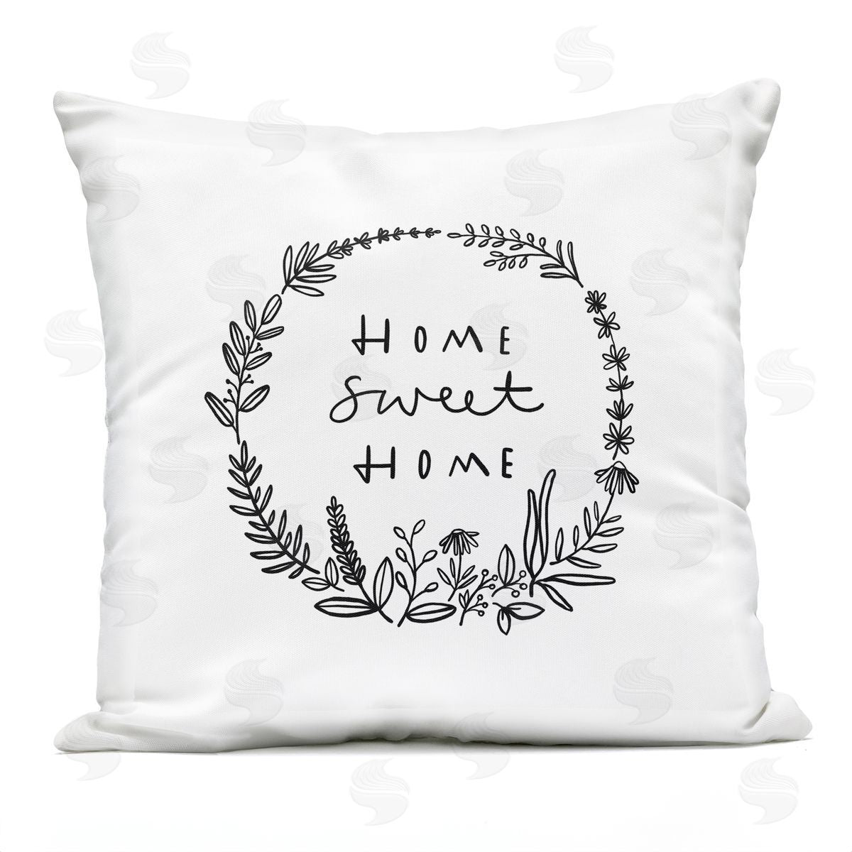Sweet Home Casual Botanical Wreath Outdoor Printed Pillow, Home Decor by Nina Muis Surface Design