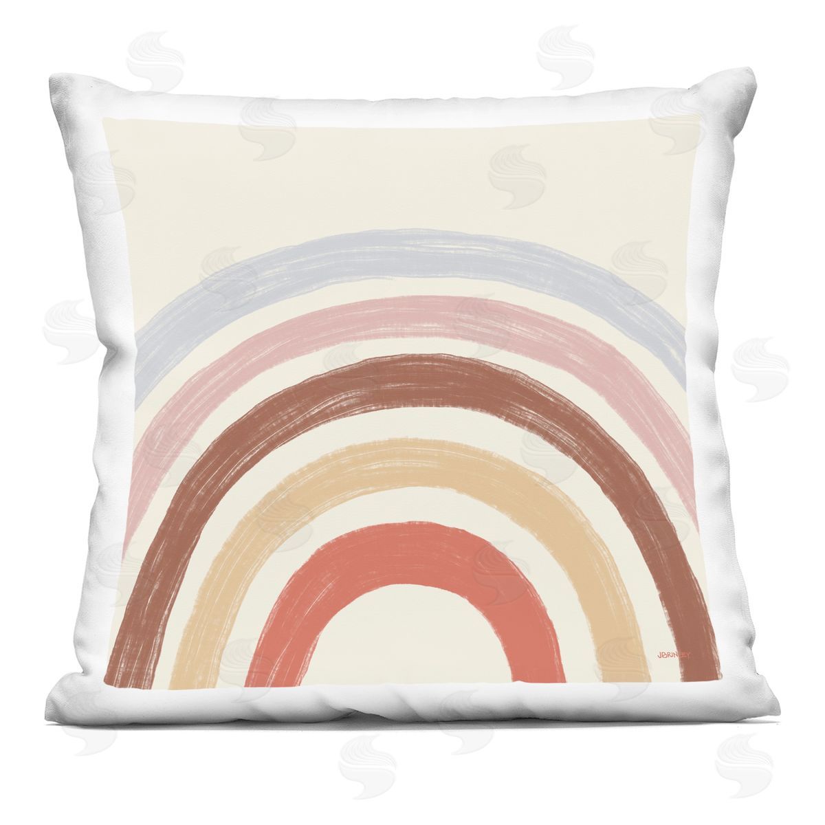 Pastel Neutral Tone Rainbow Stripes Decorative Printed Pillow, Home Decor by Brinley Designs