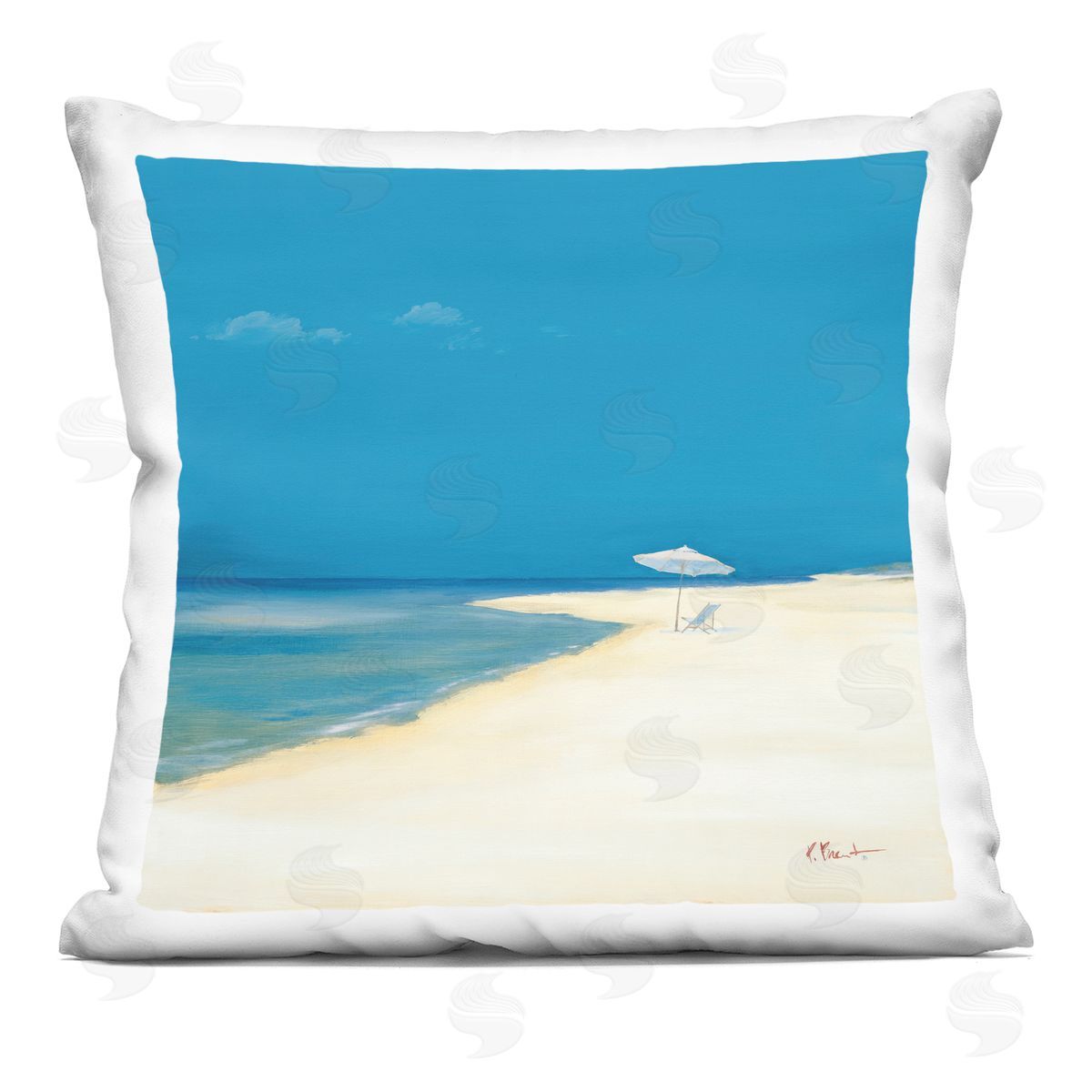 Relaxing Beach Scene Clear Summer Day Decorative Printed Pillow, Home Decor by Paul Brent