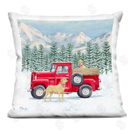 Paul Brent | Winter Dogs Snowy Mountainside Red Truck