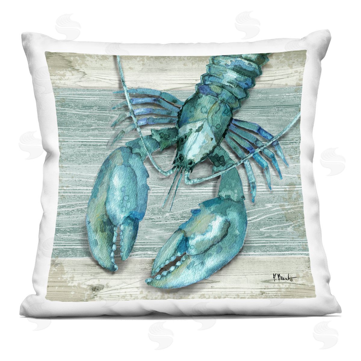 Blue Lobster Marine Life Crawdad Decorative Printed Pillow, Home Decor by Paul Brent