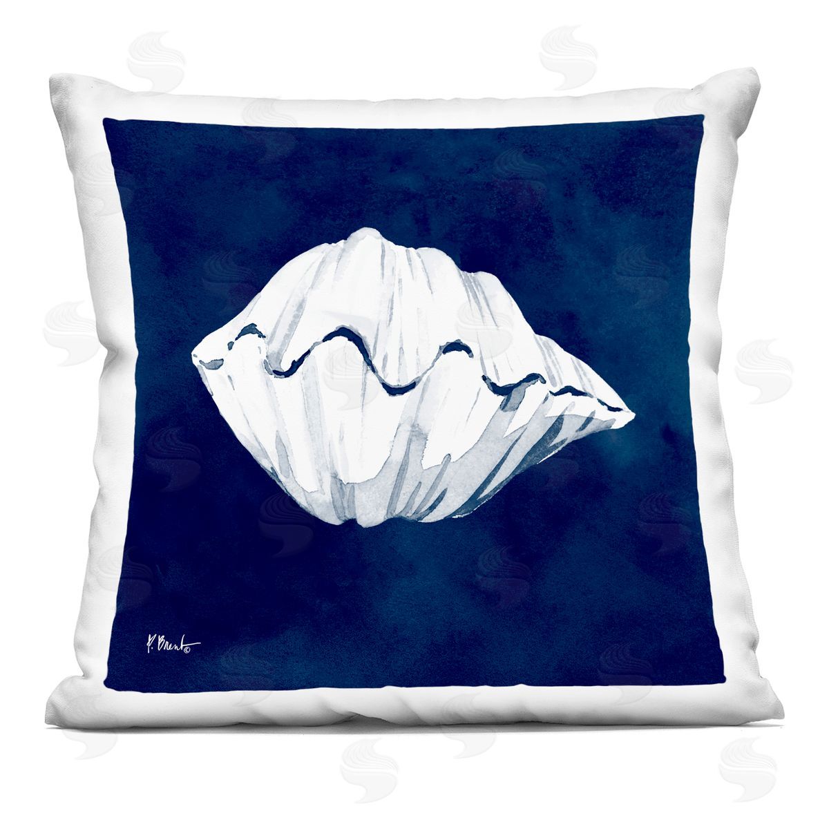 Aquatic Blue Clam Shell Ocean Life Decorative Printed Pillow, Home Decor by Paul Brent