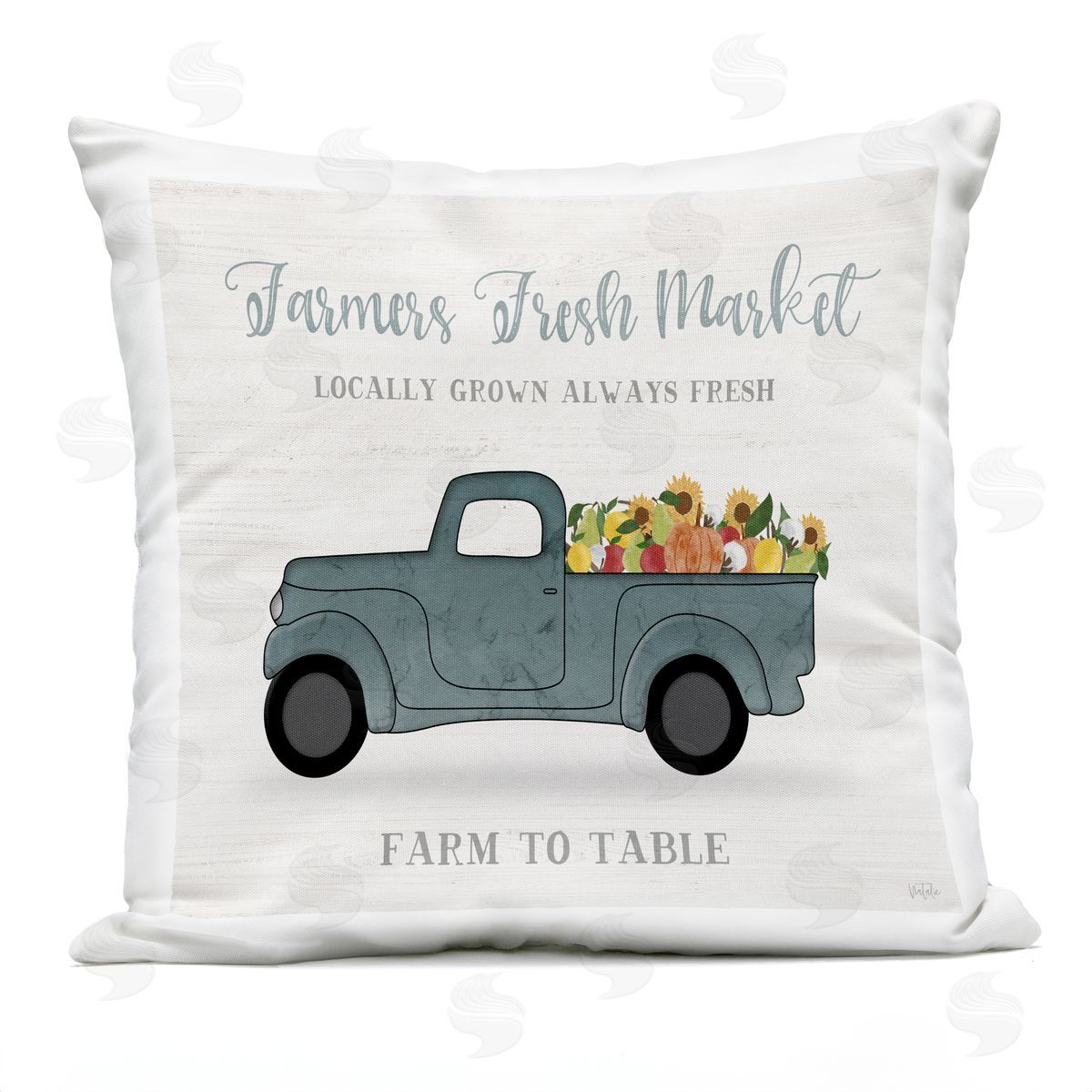 Locally Grown Autumn Flowers Pumpkins Outdoor Printed Pillow, Home Decor by Natalie Carpentieri