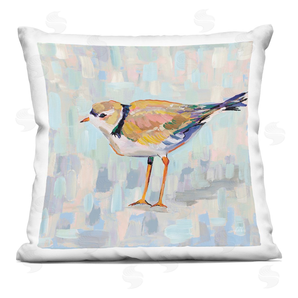 Little Bird Wildlife Soft Pastel Background Decorative Printed Pillow, Home Decor by Jeanette Vertentes