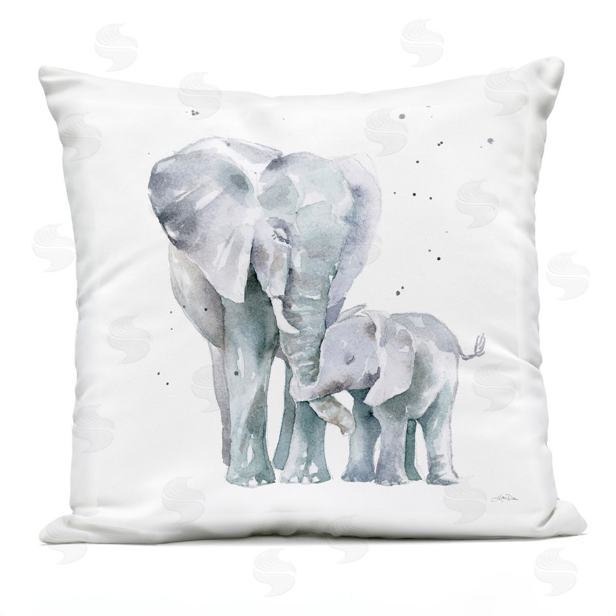 Mother & Child Elephants Casual Wildlife Family Outdoor Printed Pillow, Home Decor by Katrina Pete