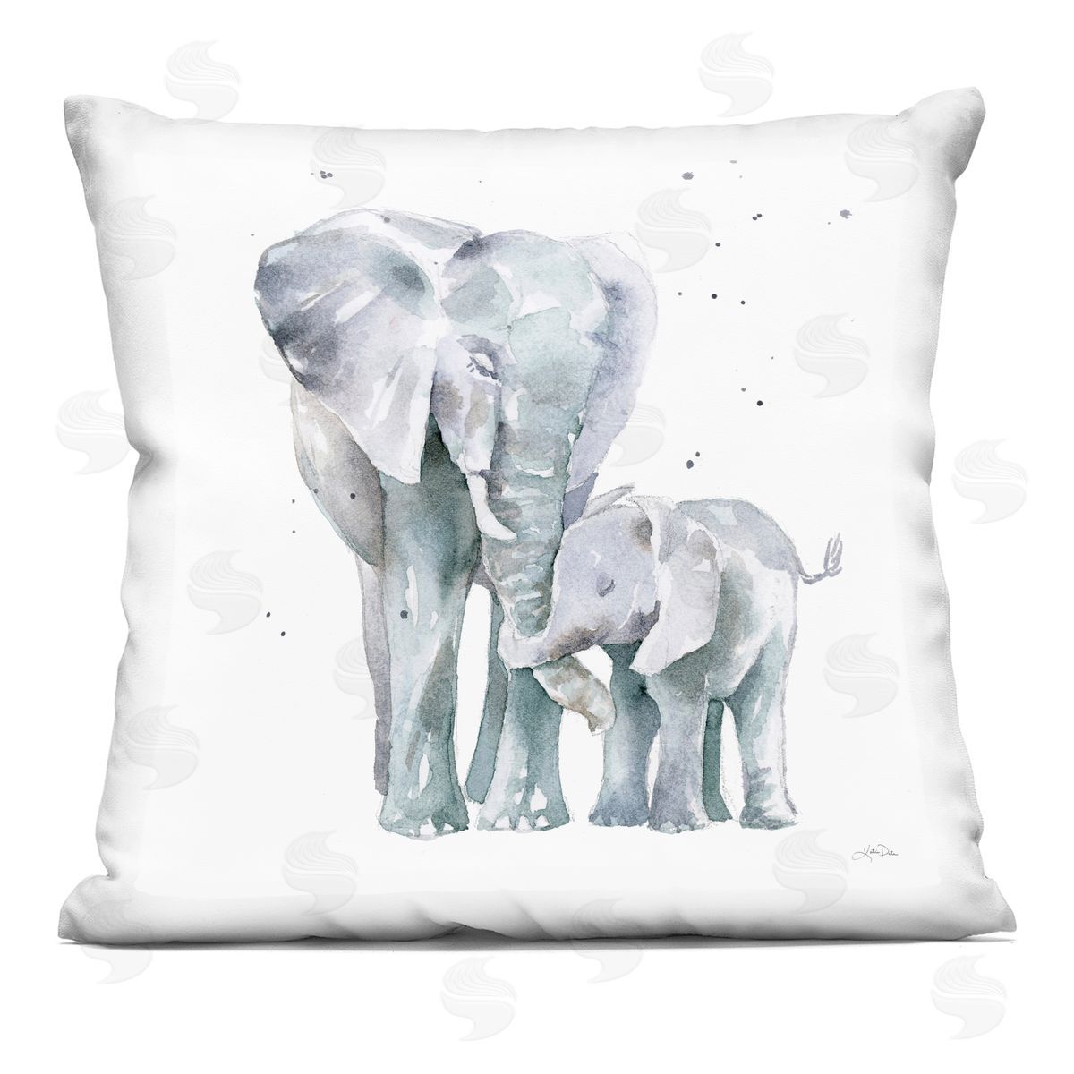 Mother & Child Elephants Casual Wildlife Family Decorative Printed Pillow, Home Decor by Katrina Pete