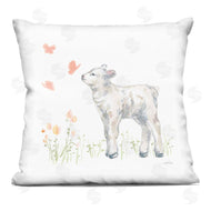 Katrina Pete | Baby Lamb Pink Fluttering Butterflies Meadow