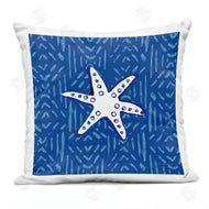 Mercedes Lopez Charro | White Starfish Aquatic Animal Blue Background