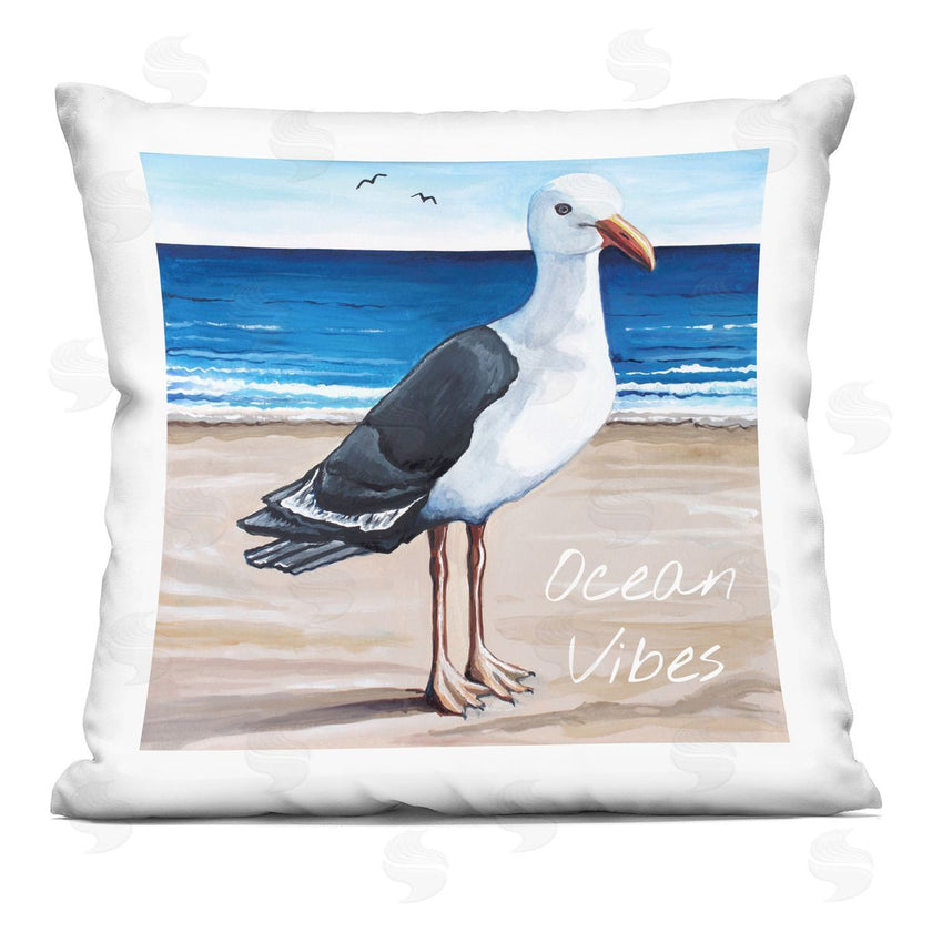 Elizabeth Tyndall | Ocean Vibes Seagull Standing Vivid Beach Shore