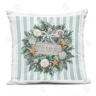 Elizabeth Tyndall | Nautical Seashell Holiday Wreath Blue Stripes