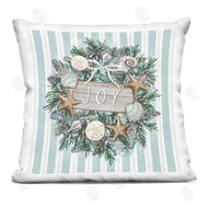 Elizabeth Tyndall | Nautical Seashell Holiday Wreath Blue Stripes