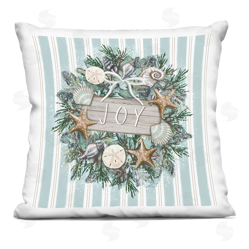 Elizabeth Tyndall | Nautical Seashell Holiday Wreath Blue Stripes