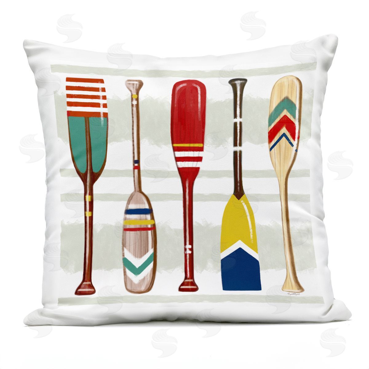 Lake Cabin Patterned Oars Outdoor Printed Pillow, Home Decor by Elizabeth Tyndall