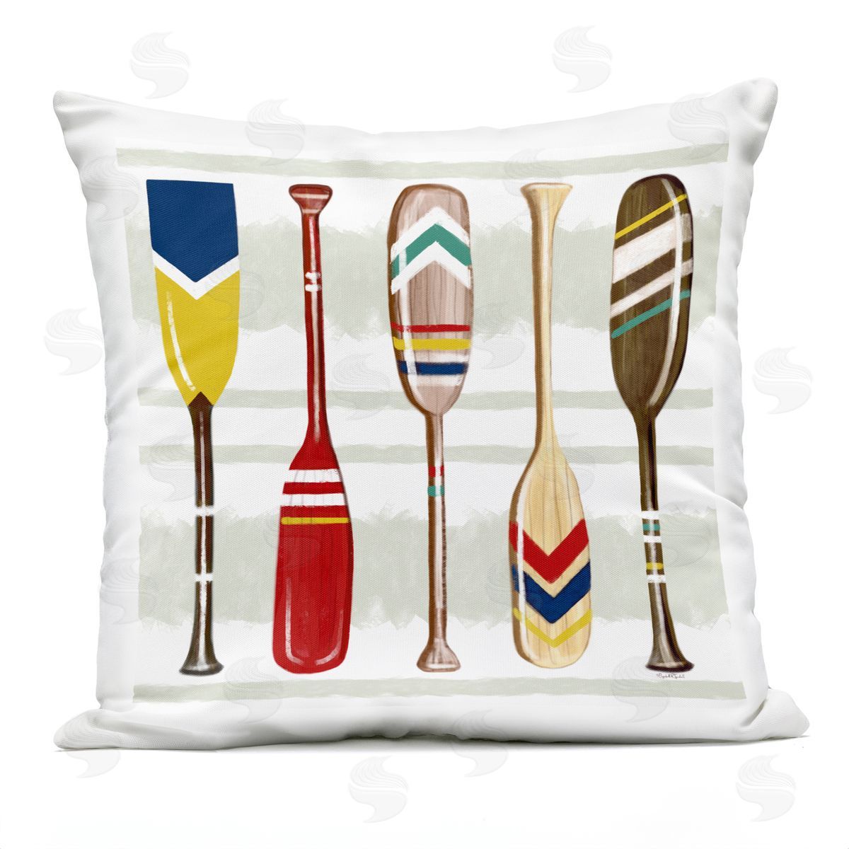 Striped Patterned Boat Oars Outdoor Printed Pillow, Home Decor by Elizabeth Tyndall
