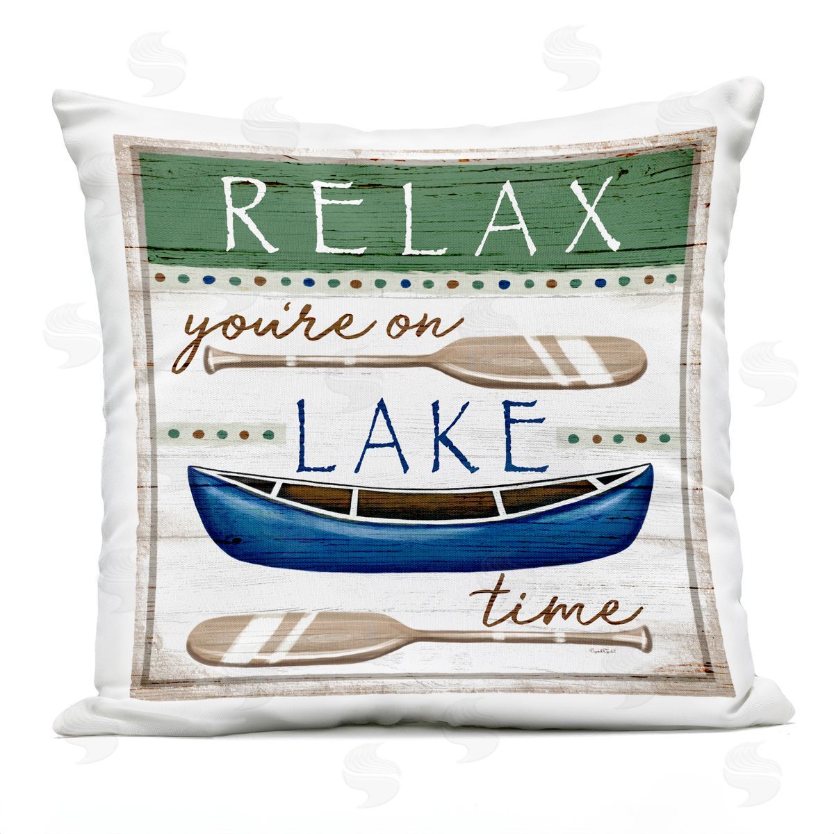 Rustic Pattern Lake Time Canoe Oars Outdoor Printed Pillow, Home Decor by Elizabeth Tyndall