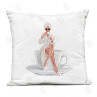 Ziwei Li | Stylish Woman Glam Bathrobe Morning Coffee