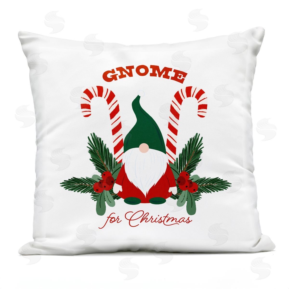 Gnome For Christmas Holiday Elf Candy Canes Outdoor Printed Pillow, Home Decor by Saturday Evening Post