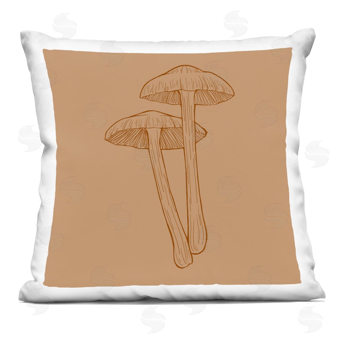 Intricate Mushrooms Botanical Brown Fungi Decorative Printed Pillow, Home Decor by Ziwei Li