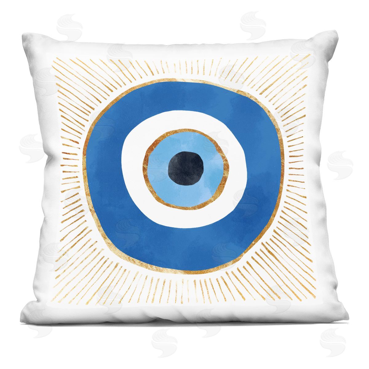 Blue Spiritual Evil Eye Decorative Printed Pillow, Home Decor by Ziwei Li