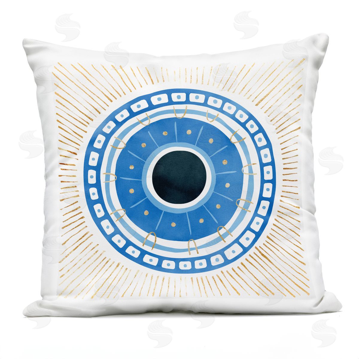 Evil Eye Geometric Pattern Outdoor Printed Pillow, Home Decor by Ziwei Li
