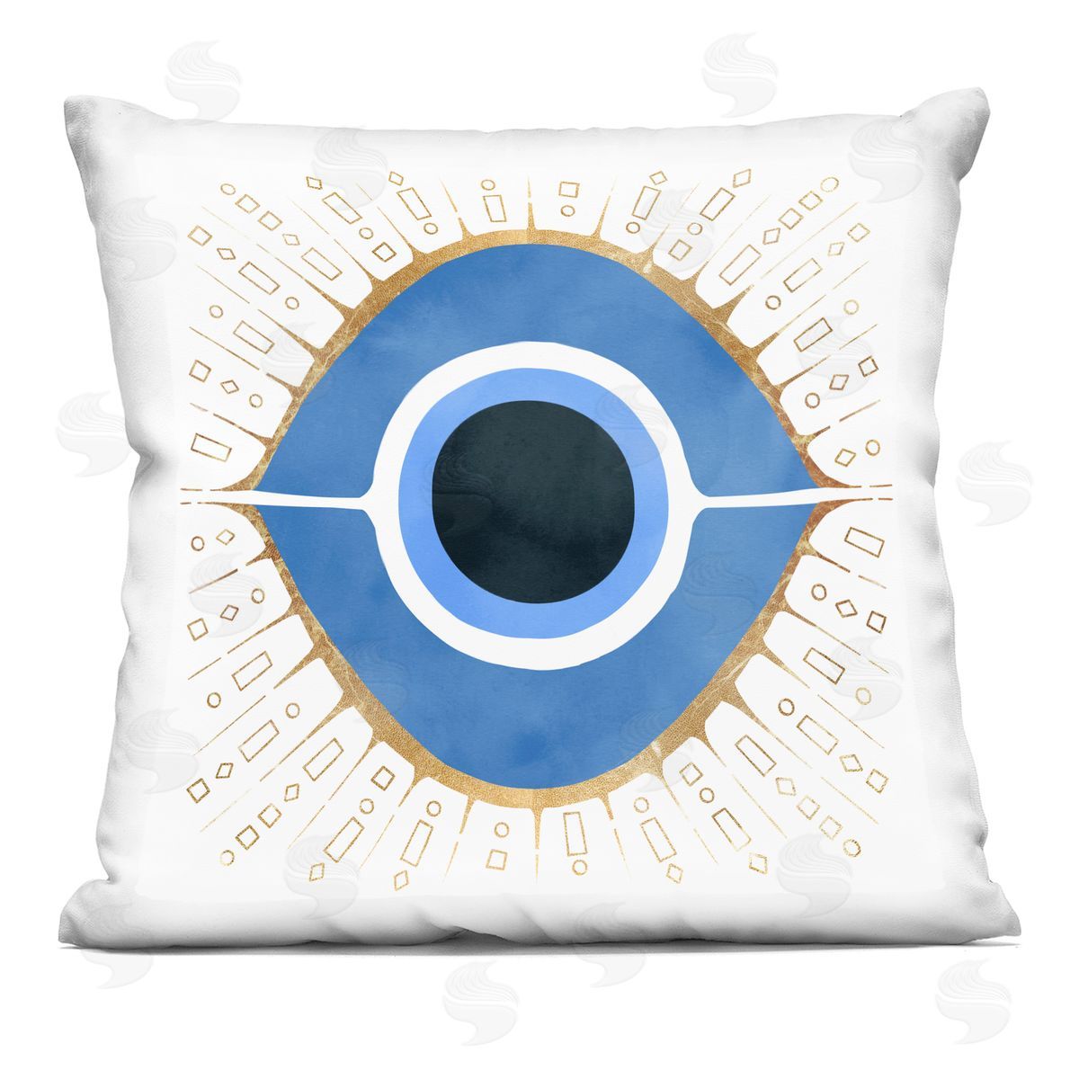 Blue Evil Eye Decorative Printed Pillow, Home Decor by Ziwei Li