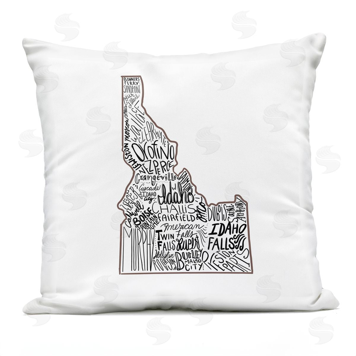 Idaho State Outline Various Cities Typography Outdoor Printed Pillow, Home Decor by Saturday Evening Post