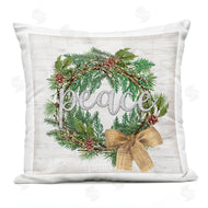 Jennifer Pugh | Holiday Botanical Wreath Bow Peace Typography