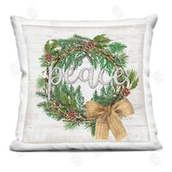 Jennifer Pugh | Holiday Botanical Wreath Bow Peace Typography