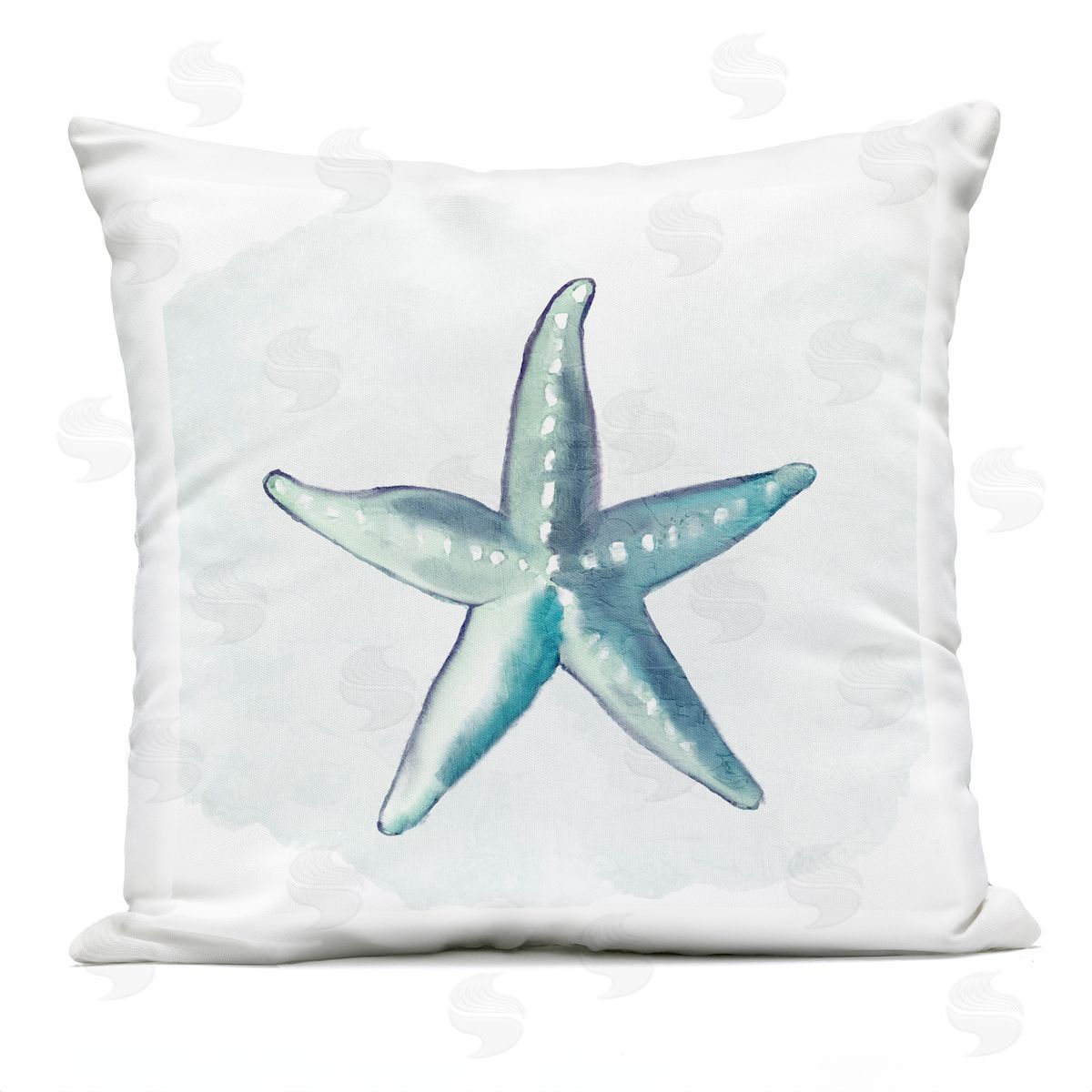 Nautical Blue Starfish Casual Sea Life Animal Outdoor Printed Pillow, Home Decor by Kim Allen