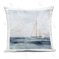 Nina Blue | Tranquil Ocean Scene Distant Floating Sailboat