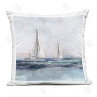 Nina Blue | Sailboats Floating Ocean Waves Nautical Scene