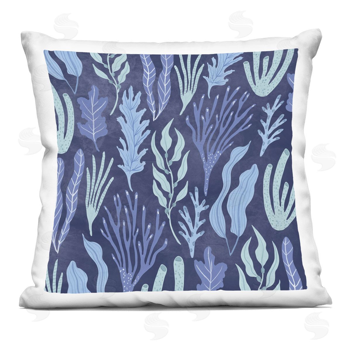 Blue Nautical Mixed Coral Plants Pattern Decorative Printed Pillow, Home Decor by Aralma