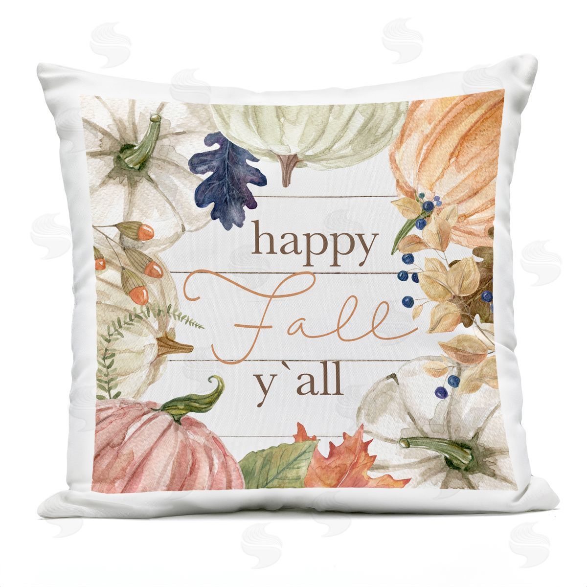 Happy Fall Y'all Mixed Pumpkin Botanical Border Outdoor Printed Pillow, Home Decor by Livi + Fin