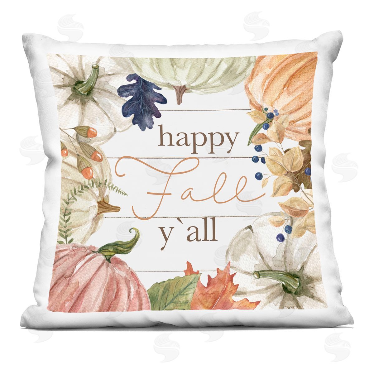 Happy Fall Y'all Mixed Pumpkin Botanical Border Decorative Printed Pillow, Home Decor by Livi + Fin
