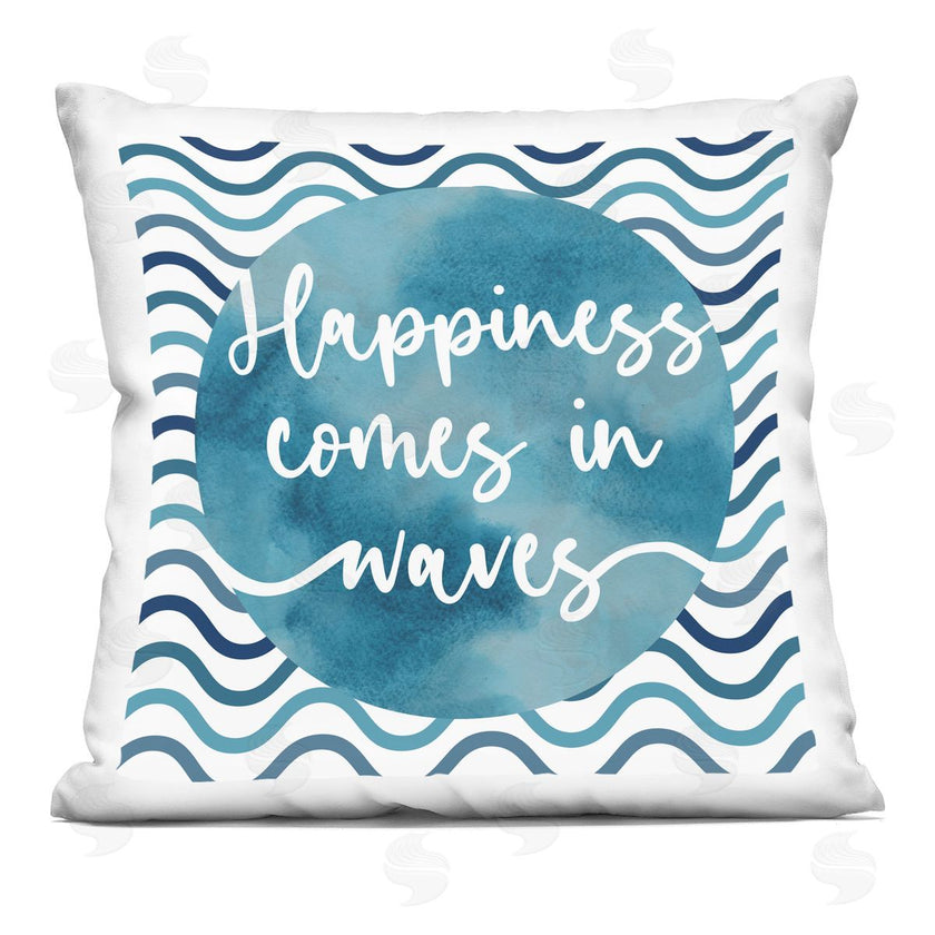 Linda Birtel | Happiness Comes Nautical Quote Wavy Stripes
