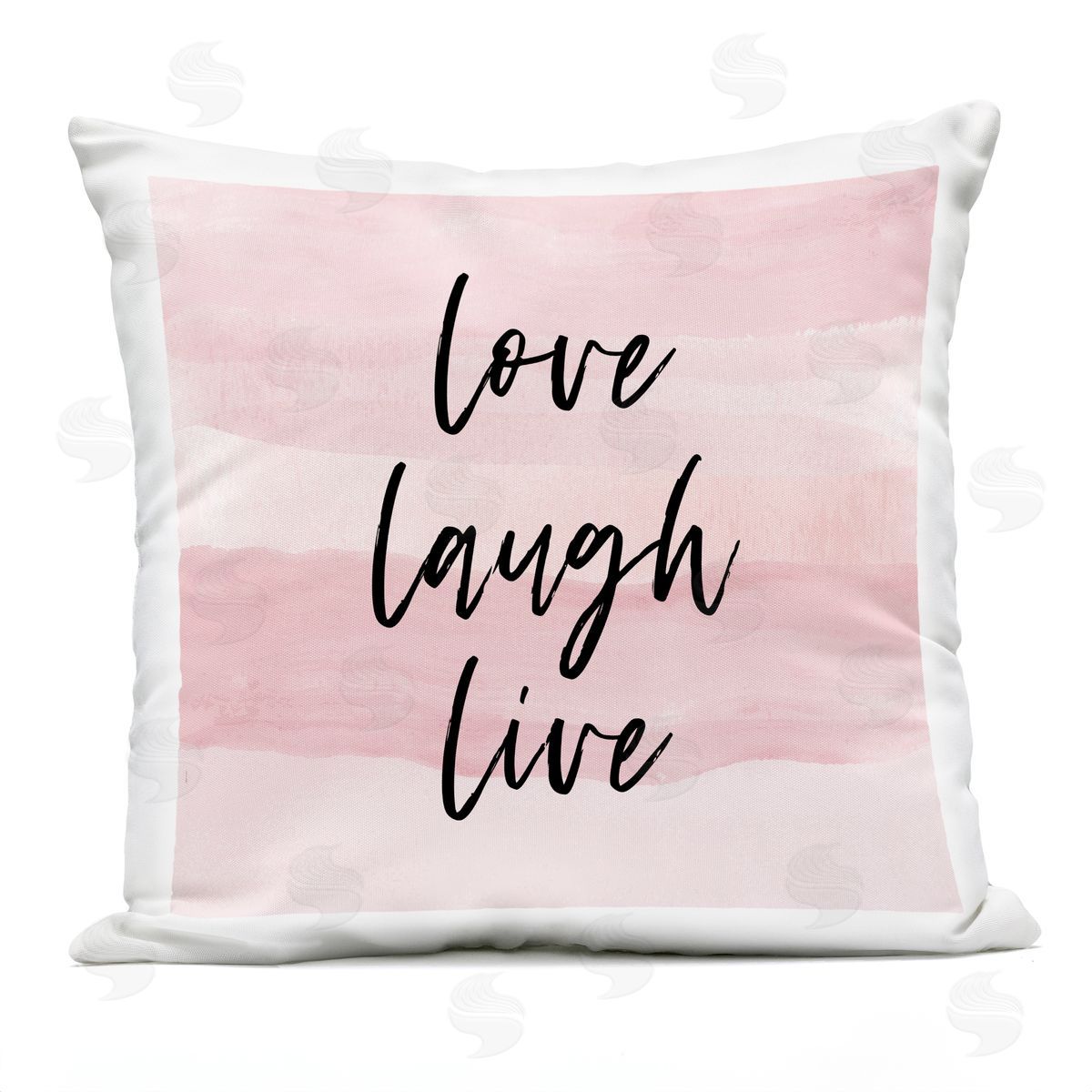 Love Laugh Live Pink Causal Calligraphy Outdoor Printed Pillow, Home Decor by Martina Pavlova