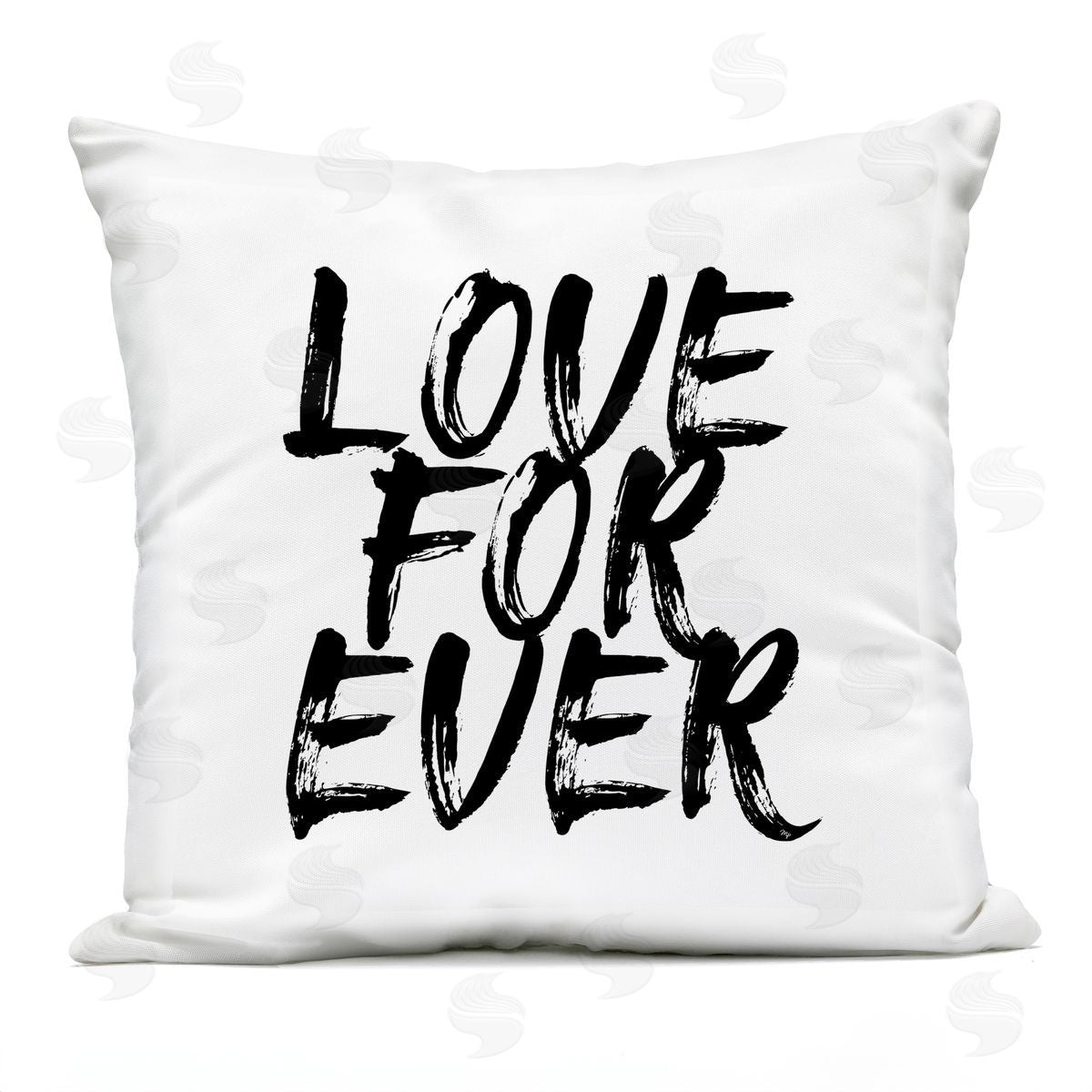 Love For Ever Bold Black Calligraphy Outdoor Printed Pillow, Home Decor by Martina Pavlova