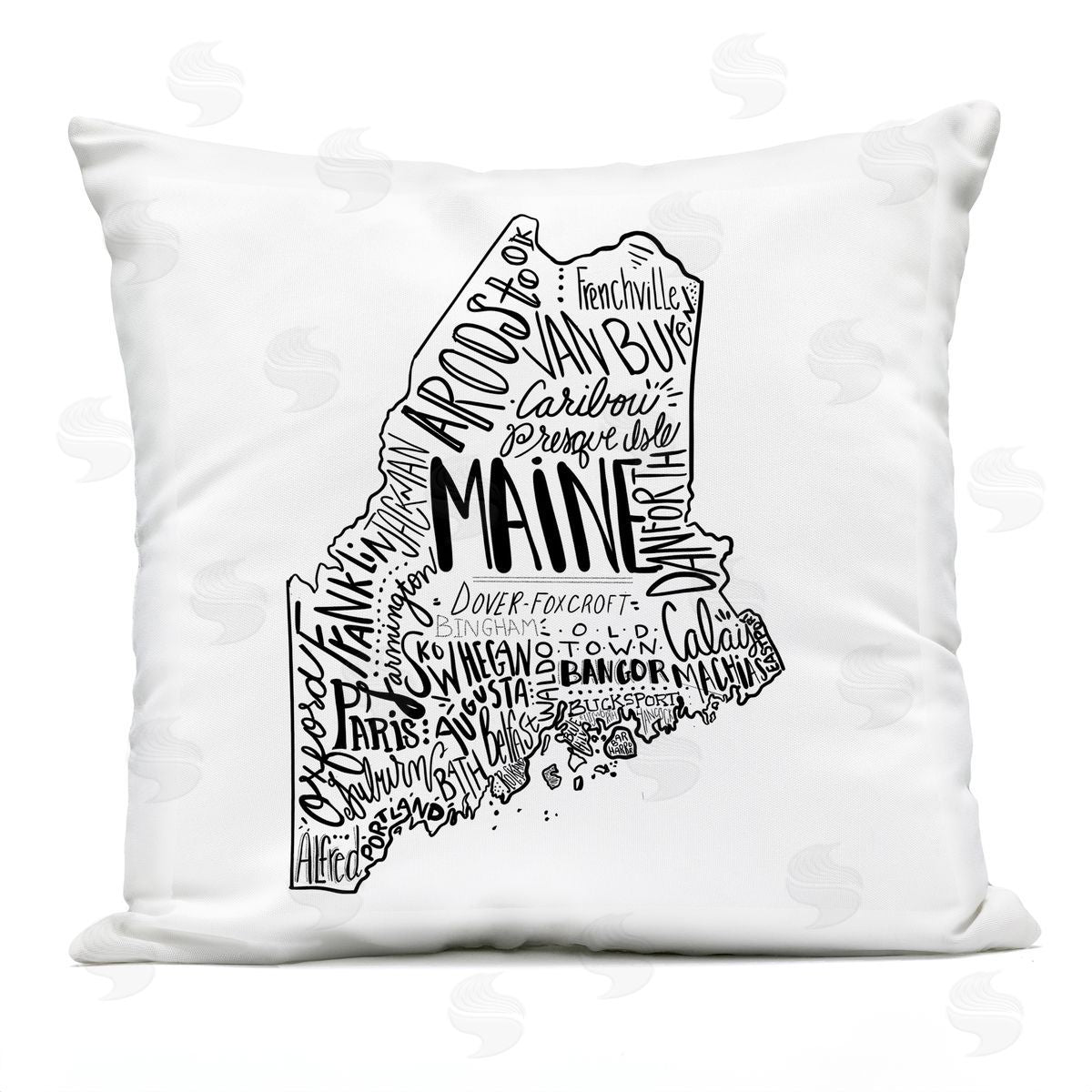 Maine State Shape City Text Map Outdoor Printed Pillow, Home Decor by Saturday Evening Post