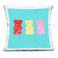 Ashley Singleton | Vibrant Gummy Bear Candy Turquoise Background