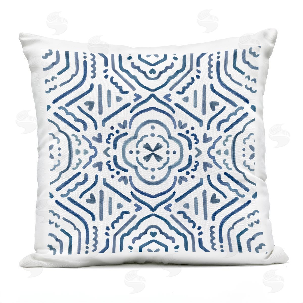 Minimal Blue White Boho Lines Pattern Outdoor Printed Pillow, Home Decor by Nina Muis Surface Design