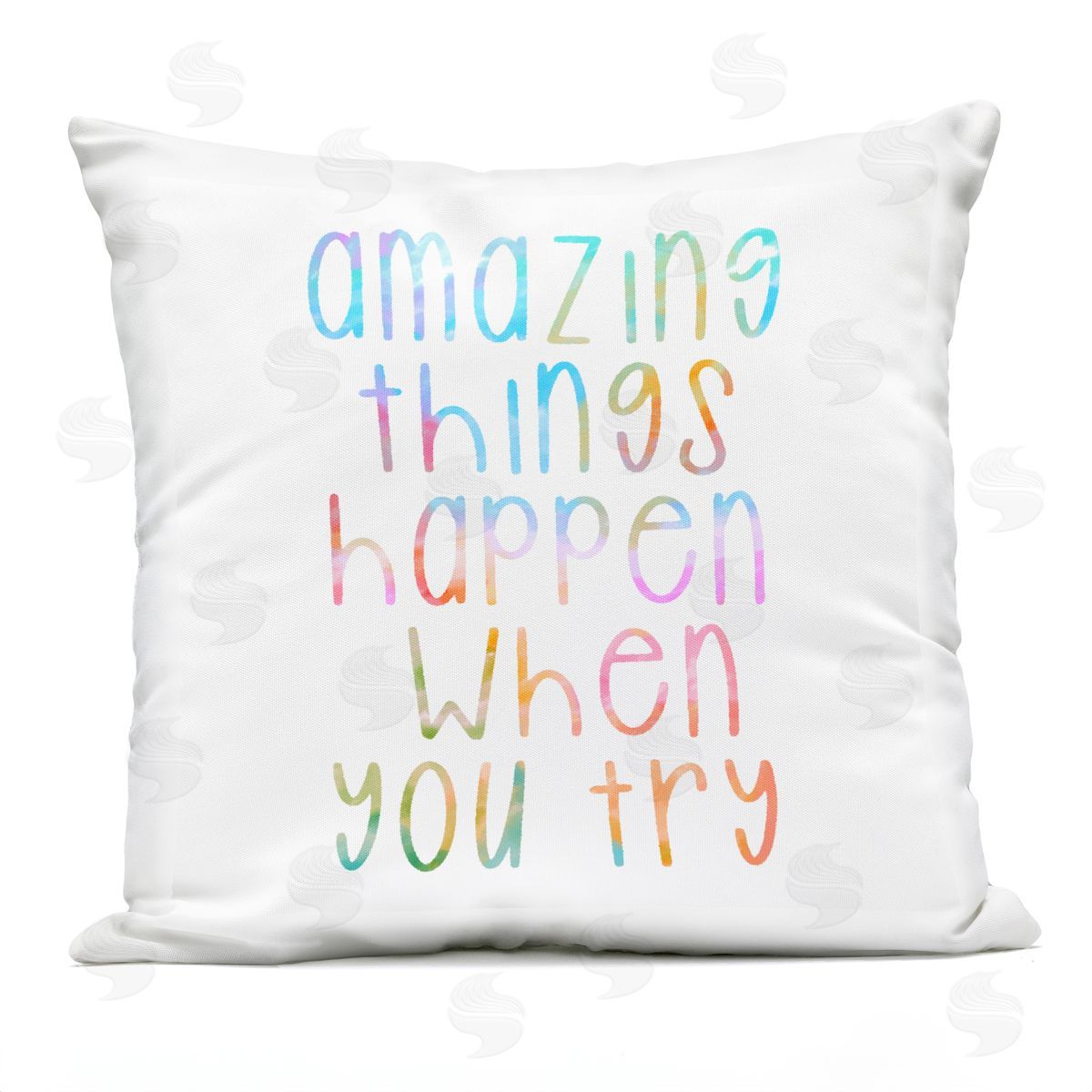 Vibrant Motivational Rainbow Quote Happy Saying Outdoor Printed Pillow, Home Decor by Stupell Studio