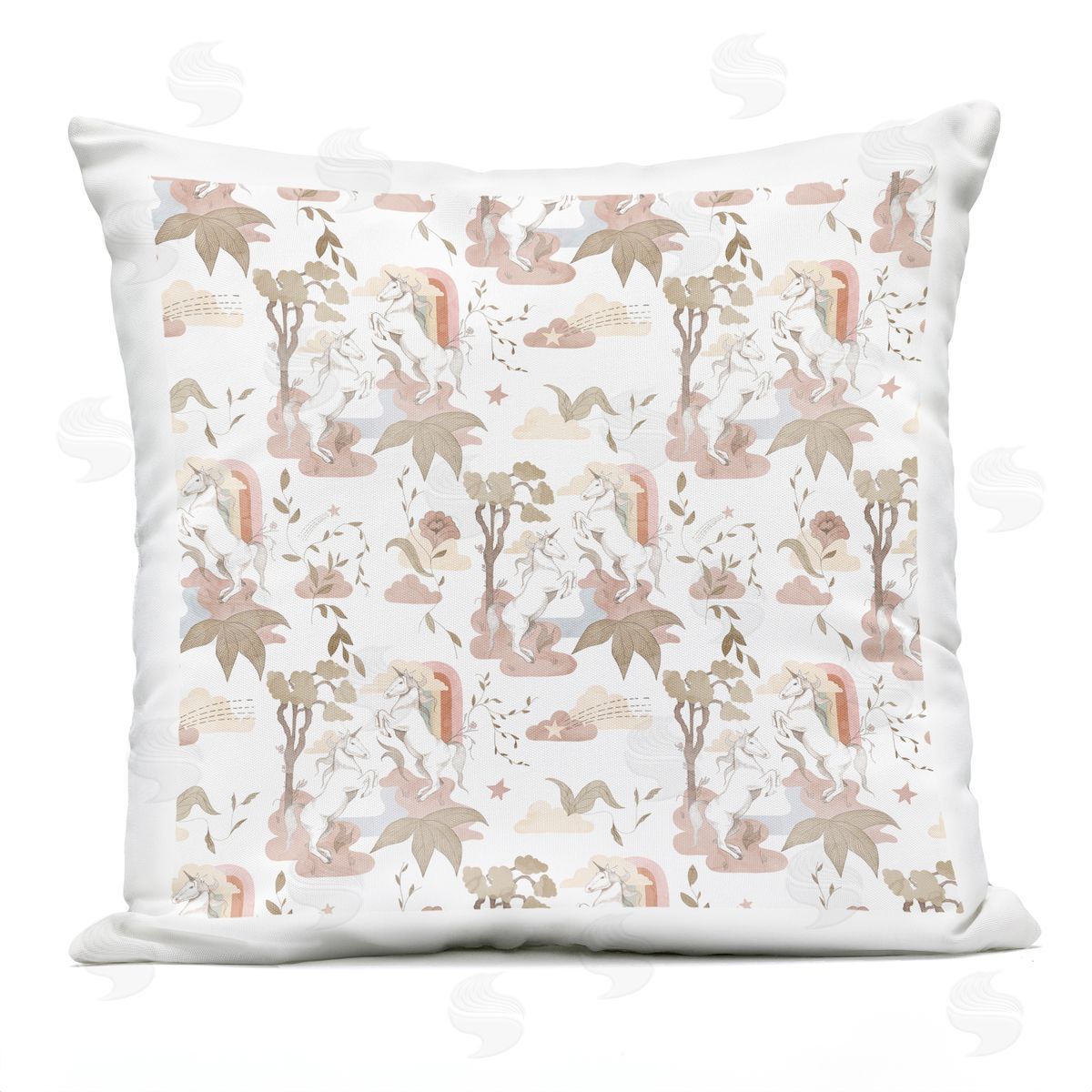 Modern Unicorn Toile Pattern Floral Rainbow Stars Outdoor Printed Pillow, Home Decor by Stupell Studio