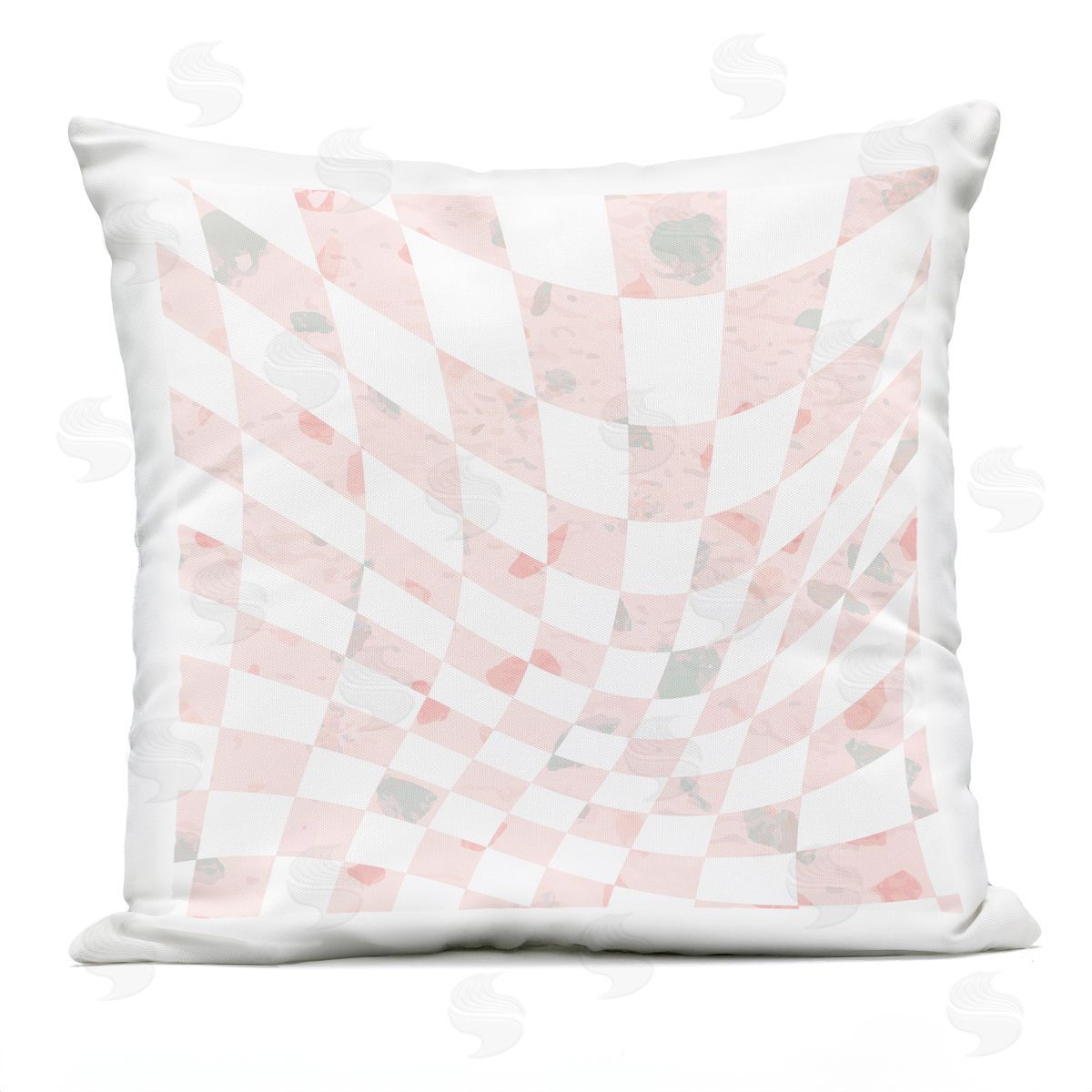 Wavy Pink Checkered Pattern Pastel Squares Outdoor Printed Pillow, Home Decor by Stupell Studio