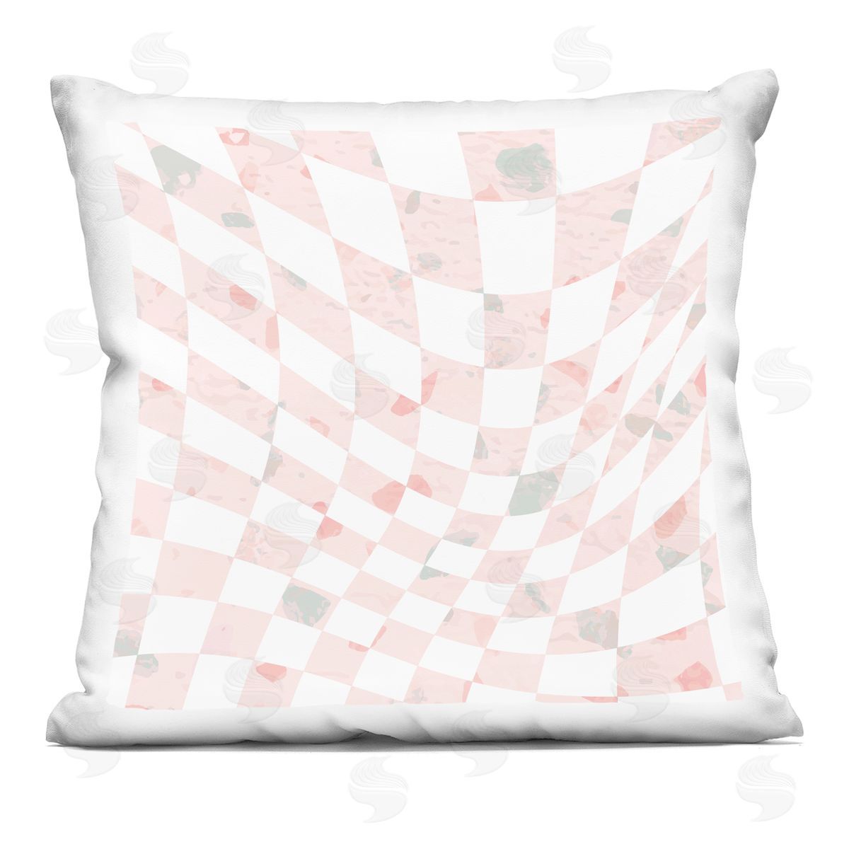 Wavy Pink Checkered Pattern Pastel Squares Decorative Printed Pillow, Home Decor by Stupell Studio