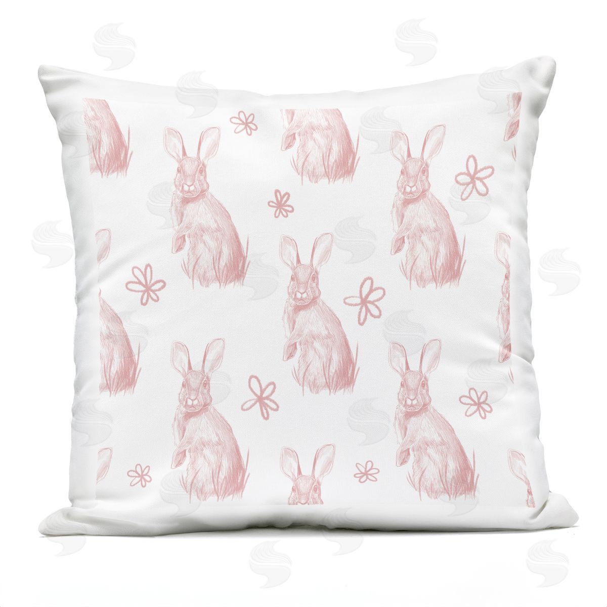Classic Pink Bunny Rabbit Nature Pattern Outdoor Printed Pillow, Home Decor by Stupell Studio