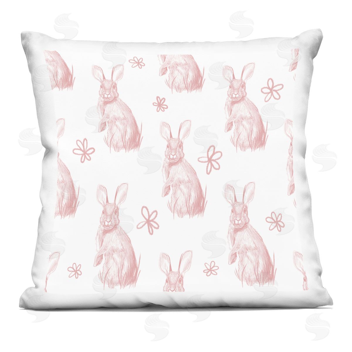 Classic Pink Bunny Rabbit Nature Pattern Decorative Printed Pillow, Home Decor by Stupell Studio