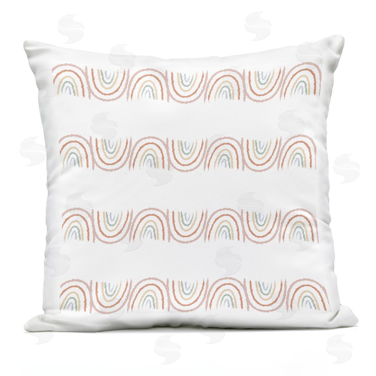 Wavy Whimsical Rainbow Alternating White Stripes Outdoor Printed Pillow, Home Decor by Stupell Studio