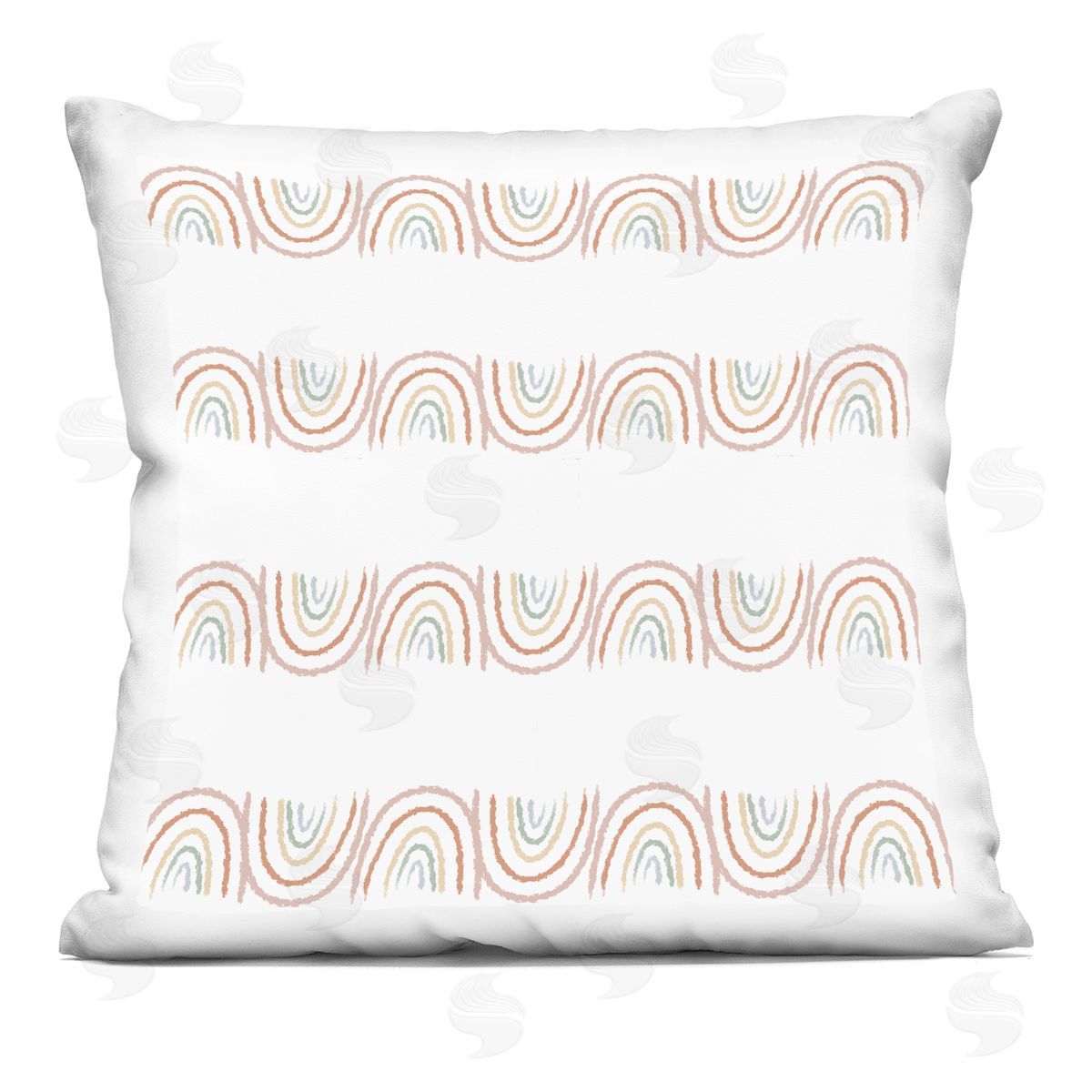 Wavy Whimsical Rainbow Alternating White Stripes Decorative Printed Pillow, Home Decor by Stupell Studio