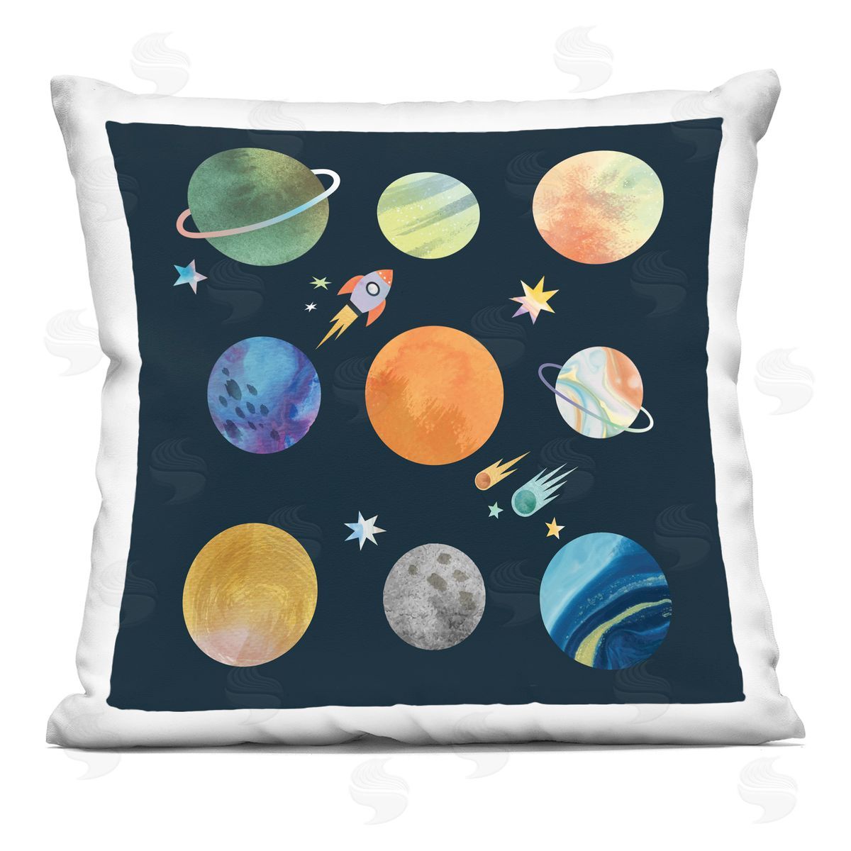 Rocket Ship Solar System Outer Space Planets Decorative Printed Pillow, Home Decor by Stupell Studio