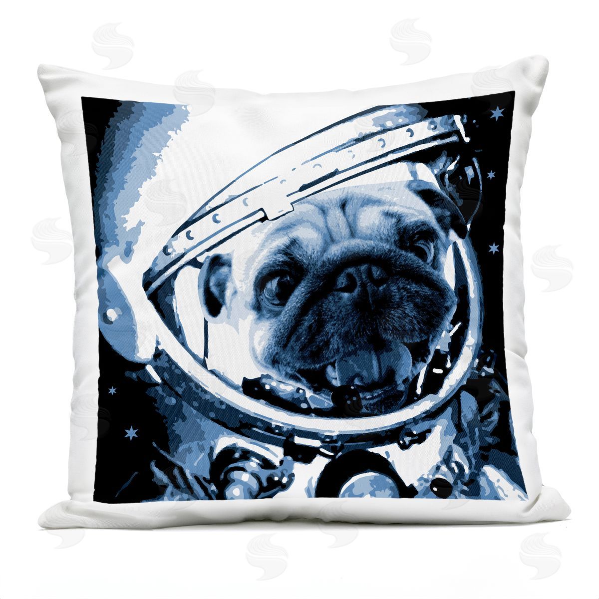 Astronaut Pug Dog Outer Space Helmet Outdoor Printed Pillow, Home Decor by Stupell Studio